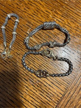 Mixed Metal Chain Bracelets with Gold Accents.  2 Tone